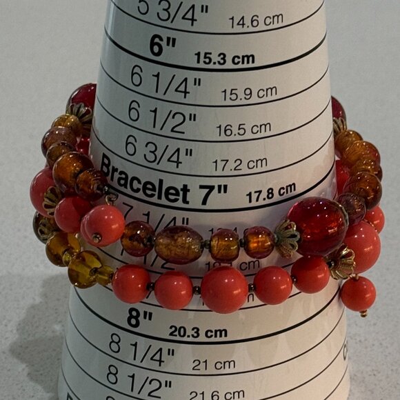 Retro Vintage Memory Wire Bead Bracelet - Picture 5 of 5